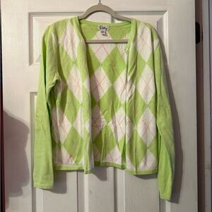 Lilly Pulitzer Lime Green Argyle Cardigan